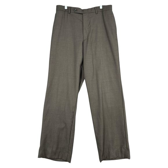 Nautica Grey Wool Belt Loops Flat Front‎ Career Classic Trousers Size 34 x 32 - Picture 1 of 7